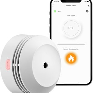 AEGISLINK Wi-Fi Smoke Detector, Wireless Smart Fire Smoke Alarm with App Control, Replaceable Lithium Battery, Auto Self-Check Function, S-WF240, 1-Pack