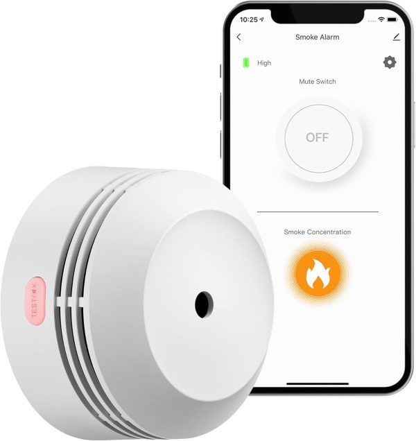 AEGISLINK Wi-Fi Smoke Detector, Wireless Smart Fire Smoke Alarm with App Control, Replaceable Lithium Battery, Auto Self-Check Function, S-WF240, 1-Pack