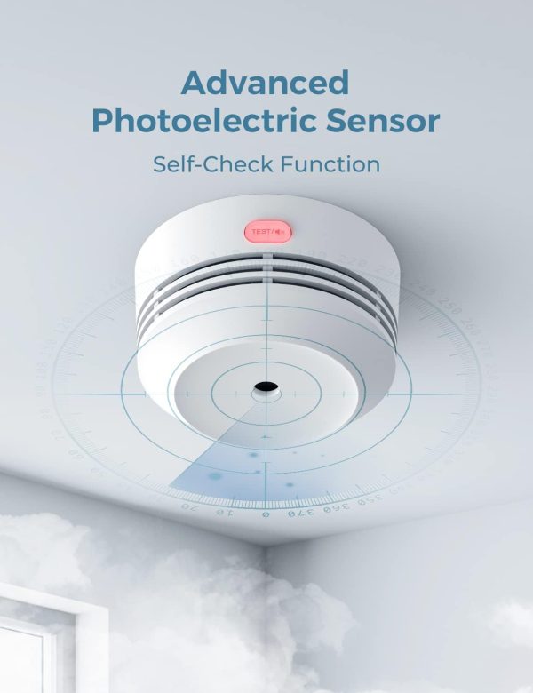 AEGISLINK Wi-Fi Smoke Detector, Wireless Smart Fire Smoke Alarm with App Control, Replaceable Lithium Battery, Auto Self-Check Function, S-WF240, 1-Pack - Image 4