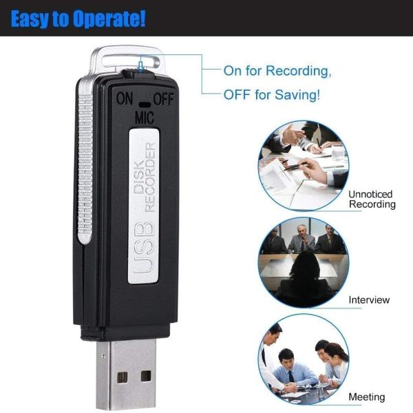 Digital Voice Audio Recorder 8GB USB Flash Drive,Sound Recording Device for Lectures,Portable Digital Voice Recorder,Dictaphone,Compatible with Windows and for Mac,Android OTG Recorder(Black) - Image 3