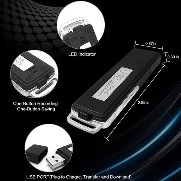 Digital Voice Audio Recorder 8GB USB Flash Drive,Sound Recording Device for Lectures,Portable Digital Voice Recorder,Dictaphone,Compatible with Windows and for Mac,Android OTG Recorder(Black) - Image 4
