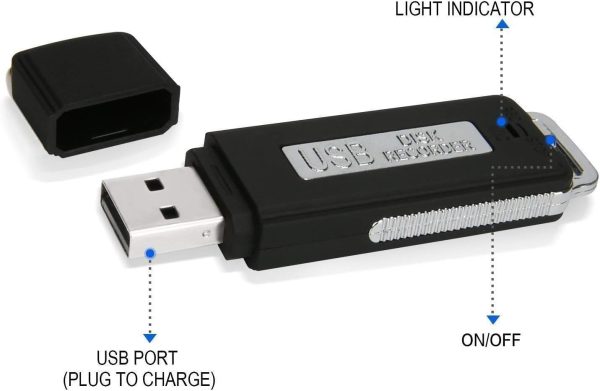 Digital Voice Audio Recorder 8GB USB Flash Drive,Sound Recording Device for Lectures,Portable Digital Voice Recorder,Dictaphone,Compatible with Windows and for Mac,Android OTG Recorder(Black) - Image 5