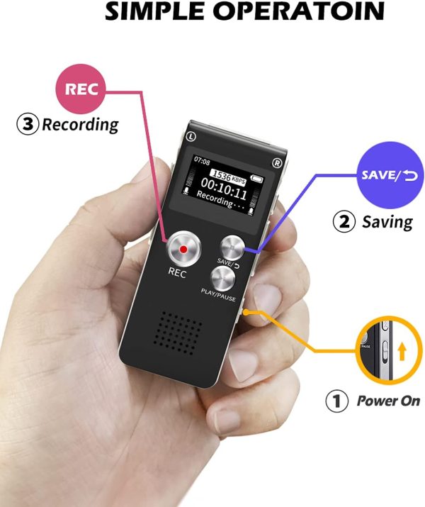 Digital Voice Recorder, 64GB USB Recording Device with 750 Hrs Recording Capacity,Digital Audio Recorder Perfect Capture Every Word for Lecture Interview Meeting Class etc - Image 4