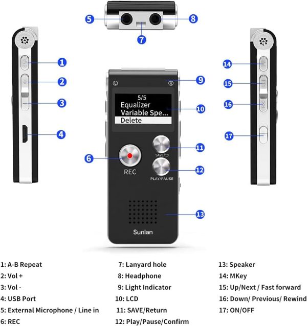 Digital Voice Recorder, 64GB USB Recording Device with 750 Hrs Recording Capacity,Digital Audio Recorder Perfect Capture Every Word for Lecture Interview Meeting Class etc - Image 6