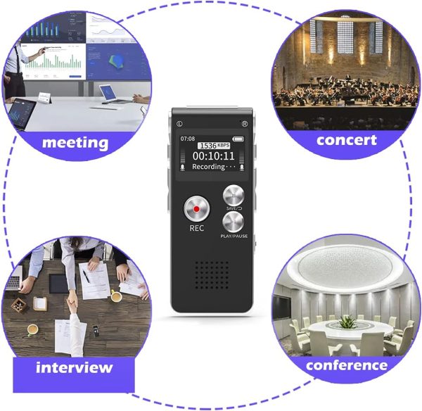 Digital Voice Recorder, 64GB USB Recording Device with 750 Hrs Recording Capacity,Digital Audio Recorder Perfect Capture Every Word for Lecture Interview Meeting Class etc - Image 7