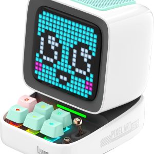 Divoom Ditoo Pixel Art Gaming Portable Bluetooth Speaker with App Controlled 16X16 LED Front Panel, Also a Smart Alarm (White)
