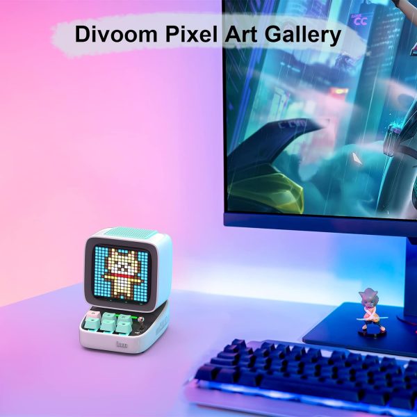 Divoom Ditoo Pixel Art Gaming Portable Bluetooth Speaker with App Controlled 16X16 LED Front Panel, Also a Smart Alarm (White) - Image 2