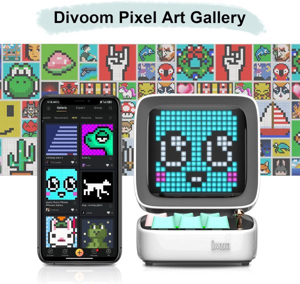 Divoom Ditoo Pixel Art Gaming Portable Bluetooth Speaker with App Controlled 16X16 LED Front Panel, Also a Smart Alarm (White) - Image 3