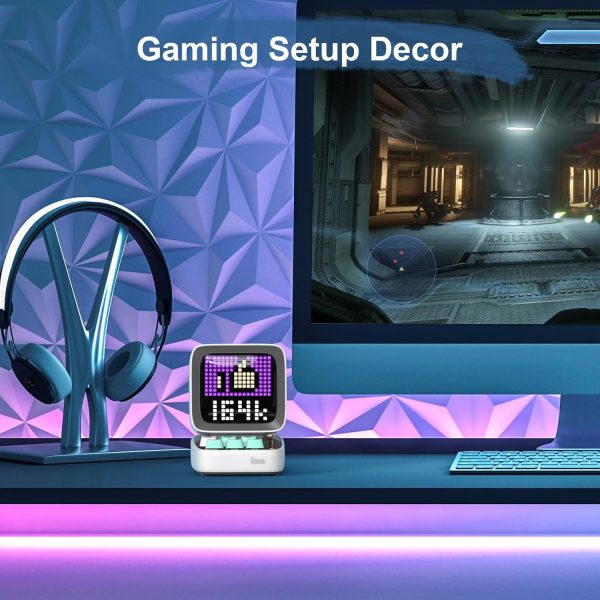 Divoom Ditoo Pixel Art Gaming Portable Bluetooth Speaker with App Controlled 16X16 LED Front Panel, Also a Smart Alarm (White) - Image 4