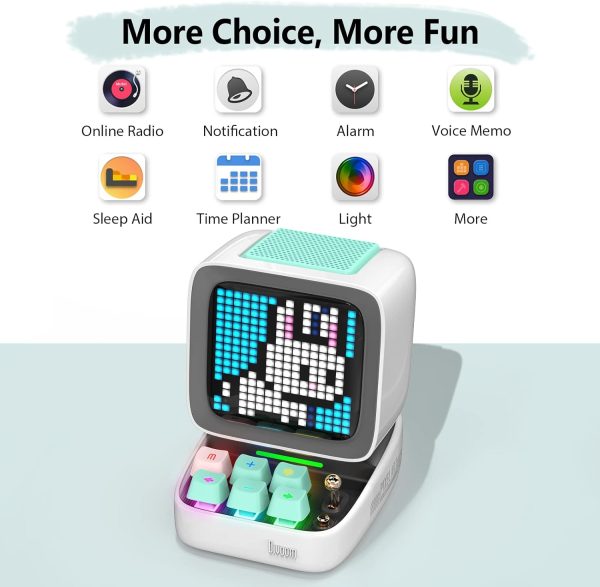 Divoom Ditoo Pixel Art Gaming Portable Bluetooth Speaker with App Controlled 16X16 LED Front Panel, Also a Smart Alarm (White) - Image 5