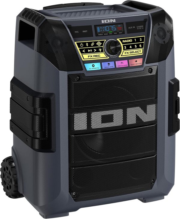 ION Block Rocker XL - Portable Bluetooth Outdoor Party Speaker, 220W, with Karaoke Microphone, Battery, 5 Speakers, Lights, Radio, USB Charging & App - Image 13