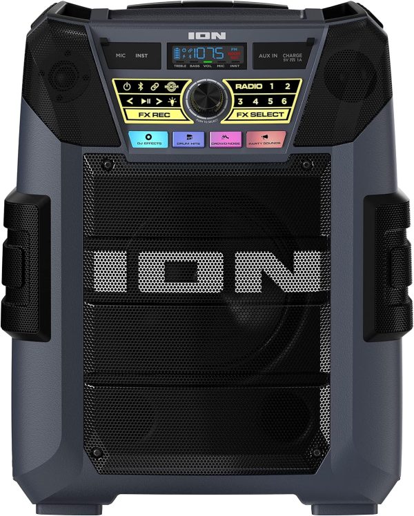 ION Block Rocker XL - Portable Bluetooth Outdoor Party Speaker, 220W, with Karaoke Microphone, Battery, 5 Speakers, Lights, Radio, USB Charging & App - Image 8