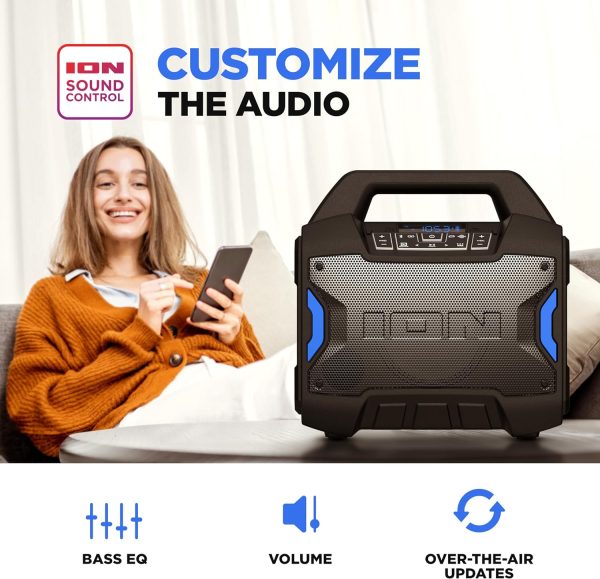 ION Tailgater Boom - Outdoor Portable Bluetooth Speaker with Mic in, FM Radio, USB Port, Battery, IPX5 Water-Resistant, Wireless Stereo-Link, App, 60W - Image 5
