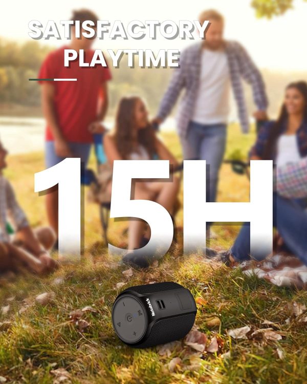NOTABRICK Bluetooth Speakers, 15W Portable Speakers Bluetooth Wireless V5.0 with Stereo Sound, Active Extra Bass, IPX6 Waterproof Shower Speaker, Double Pairing, for Party, Home Theater, Game Theater - Image 4