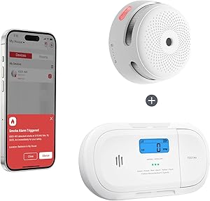 X-Sense Smart Smoke Detector with SBS50 Base Station, Wi-Fi Smoke Alarm Compatible with X-Sense Home Security App, Wireless Interconnected Mini Fire Alarm, Model FS31