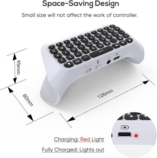 Wireless Controller Keyboard for PS5, Bluetooth 3.0 Mini Portable Gamepad Chatpad with Built-in Speaker & 3.5MM Audio Jack for Playstation 5 Voice Chat Board for Messaging and Gaming Live Chat - Image 2