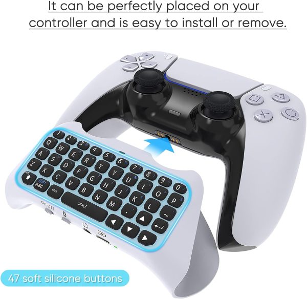 Wireless Controller Keyboard for PS5, Bluetooth 3.0 Mini Portable Gamepad Chatpad with Built-in Speaker & 3.5MM Audio Jack for Playstation 5 Voice Chat Board for Messaging and Gaming Live Chat - Image 3
