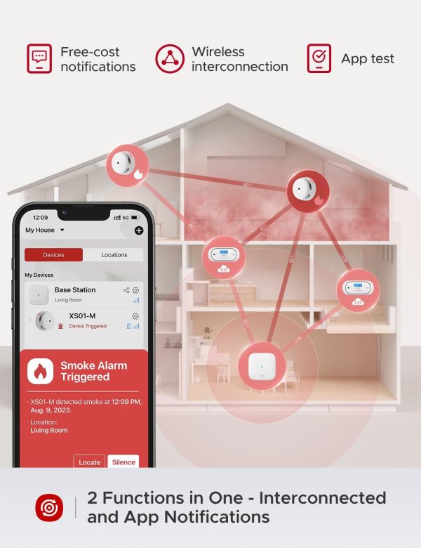 X-Sense Smart Smoke Detector Fire Alarm with Replaceable Battery, Wi-Fi Smoke Detector, Real-Time App Notifications, XS01-WX, 1-Pack - Image 3