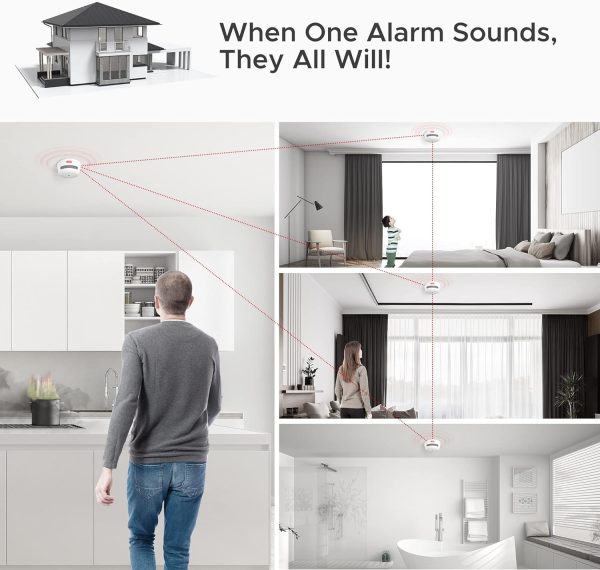 X-Sense Wireless Interconnected Smoke Detector Battery Powered Fire Alarm with Over 820 feet Transmission Range, XS01-WR Link+, 6-Pack - Image 4